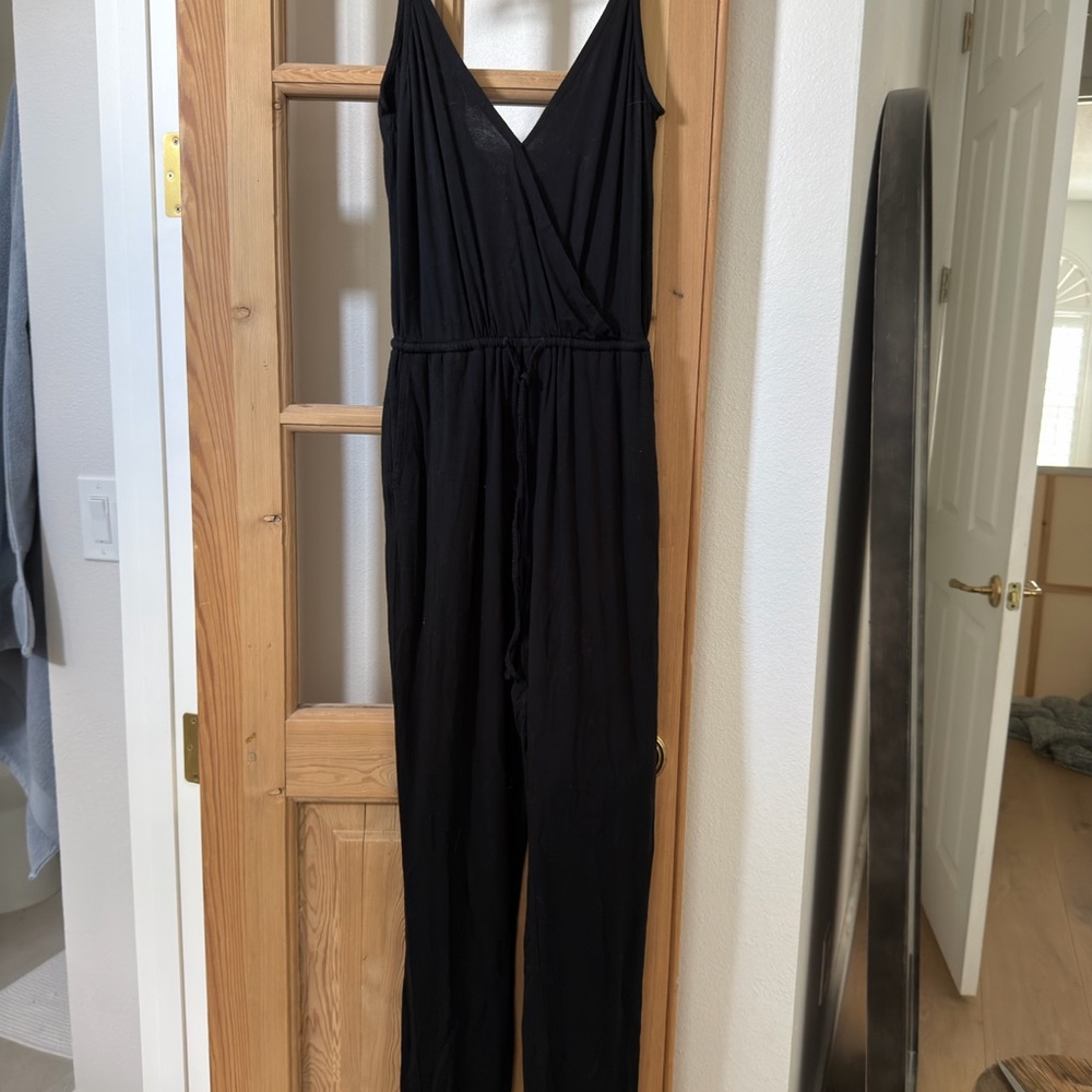 Express Black Sleeveless Wrap Jumpsuit